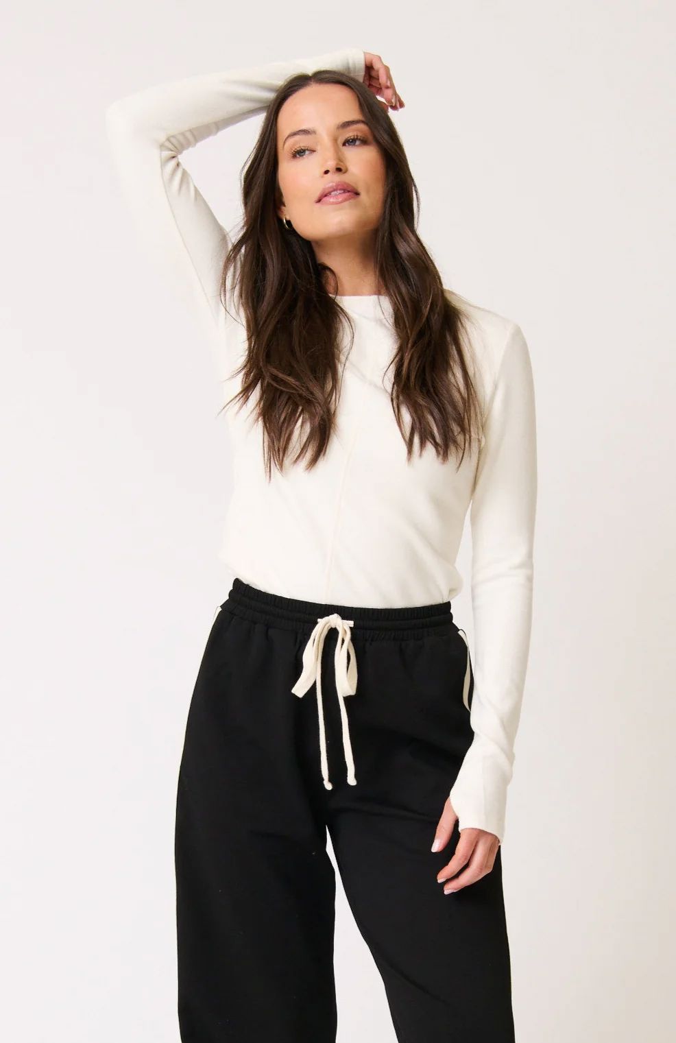 CARTEL &amp; WILLOW Aspyn Top - Cream Long Sleeve Tee - Zabecca Living