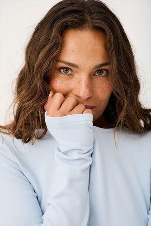 CARTEL & WILLOW Aspyn Top - Ice Blue Long Sleeve Tee - Zabecca Living