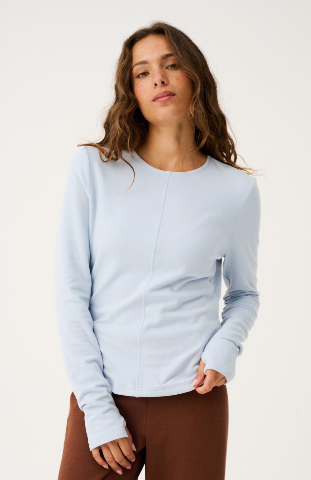 CARTEL &amp; WILLOW Aspyn Top - Ice Blue Long Sleeve Tee - Zabecca Living