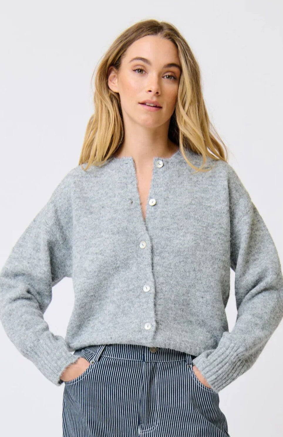 CARTEL &amp; WILLOW Aurora Knit Cardi - Grey Marle Jumpers + Knitwear - Zabecca Living