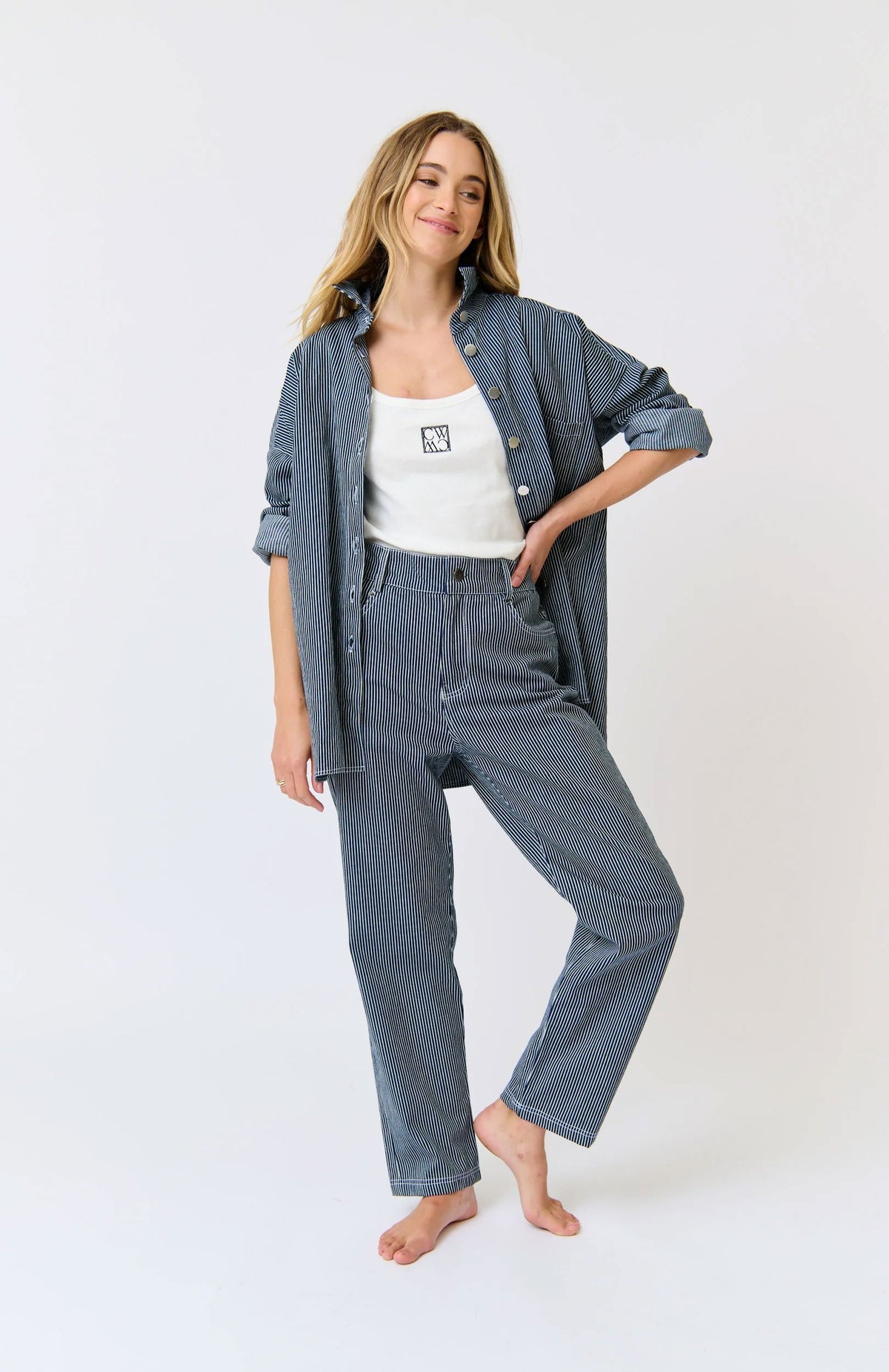 CARTEL &amp; WILLOW Baylor Pant - Stripe Denim JEANS - Zabecca Living