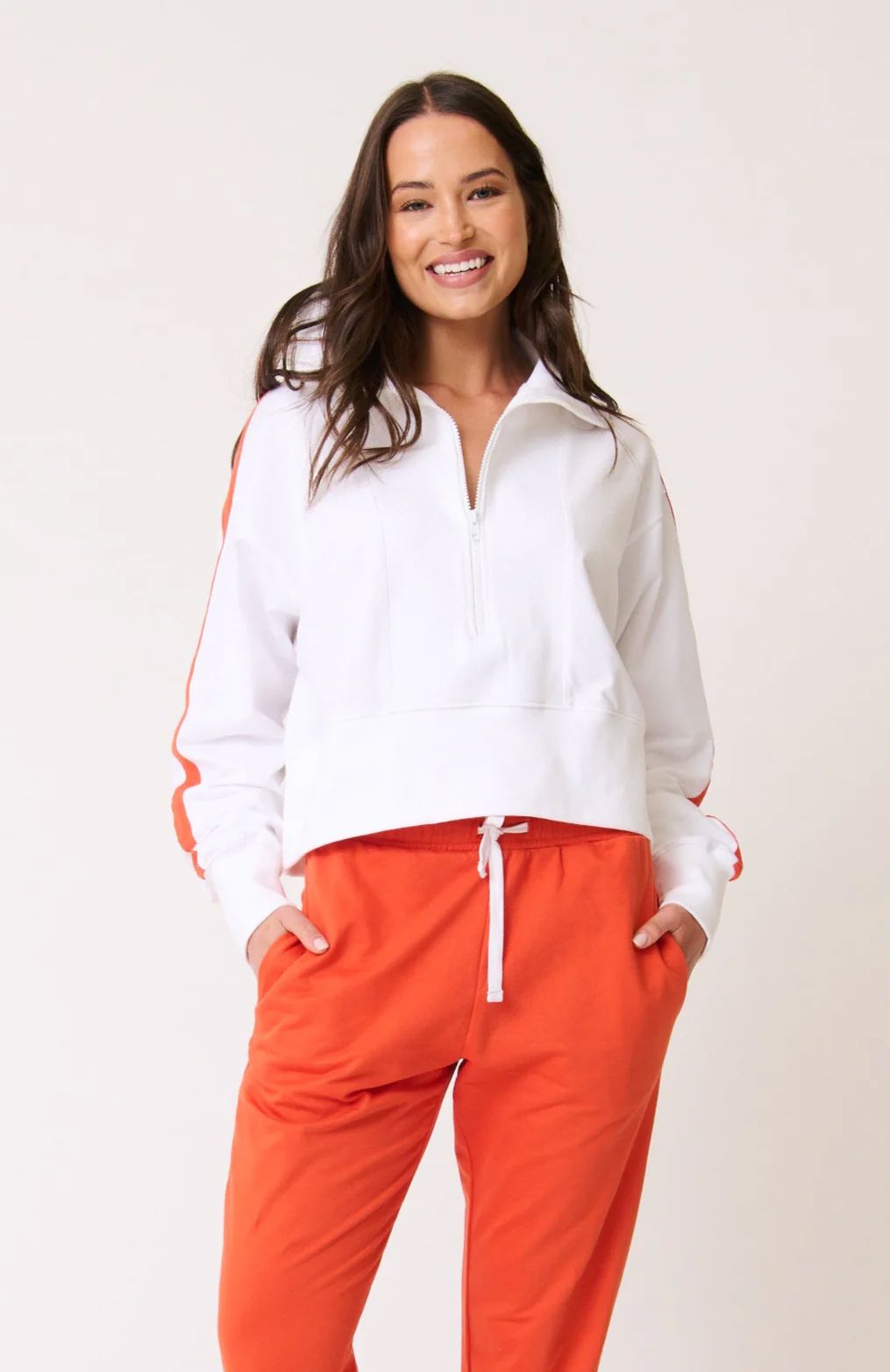 CARTEL &amp; WILLOW Ezra Sweater - White / Mandarin SWEATER - Zabecca Living