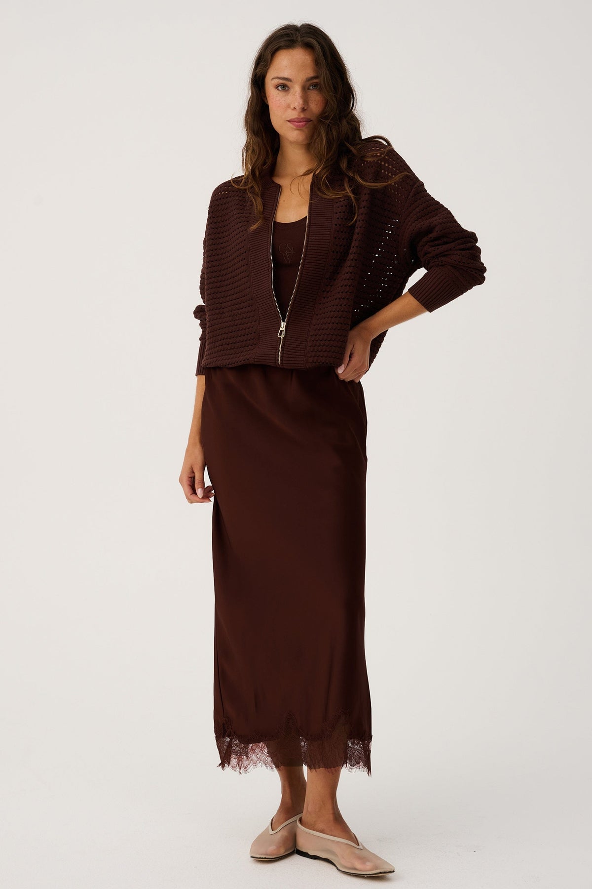 CARTEL &amp; WILLOW Luna Skirt - Truffle Lace SKIRT - Zabecca Living