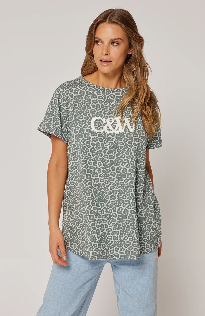 CARTEL &amp; WILLOW Marlo Tee - Smoke Leopard Tee - Zabecca Living
