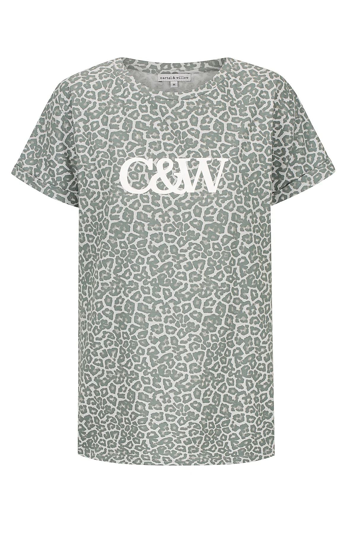 CARTEL &amp; WILLOW Marlo Tee - Smoke Leopard Tee - Zabecca Living