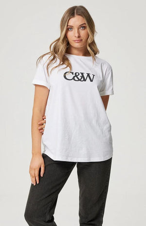 CARTEL & WILLOW Marlo Tee - White/Black Tee - Zabecca Living