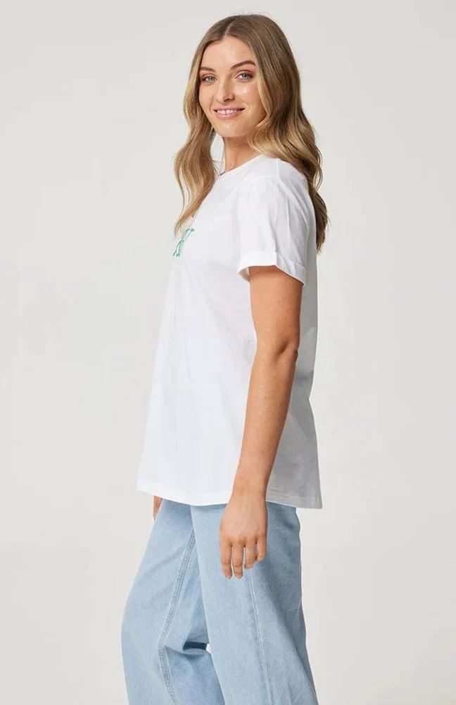 CARTEL & WILLOW Marlo Tee - White/Green Tee - Zabecca Living