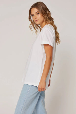 CARTEL & WILLOW Marlo Tee - White/Hazel Leopard Tee - Zabecca Living