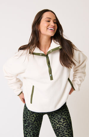 CARTEL & WILLOW Mattie Pullover - Cream / Khaki Jacket - Zabecca Living