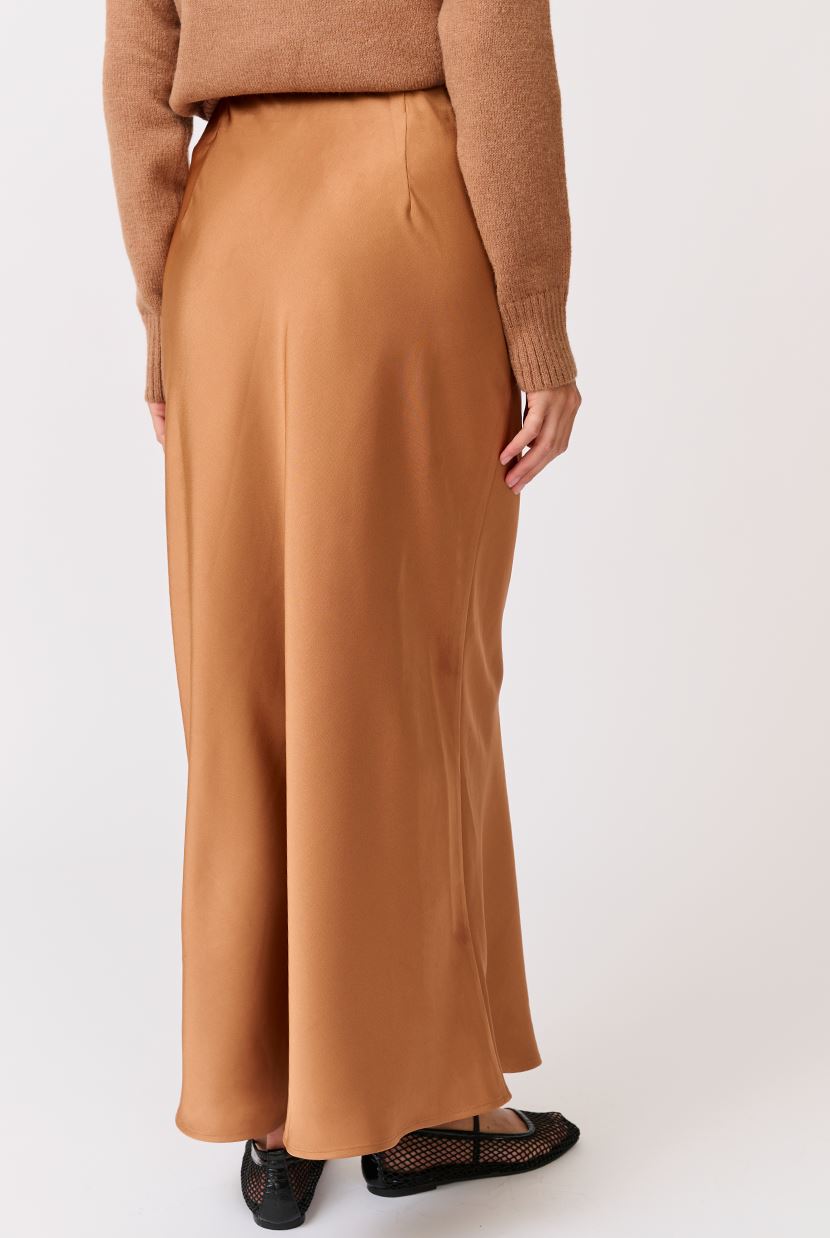 CARTEL & WILLOW Millie Slip Skirt - Golden Satin Skirt - Zabecca Living