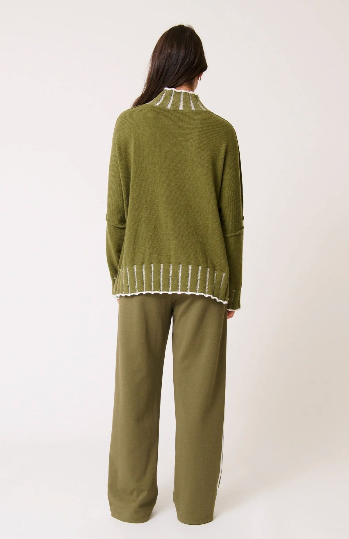 CARTEL &amp; WILLOW Romy Knit Sweater - Khaki Jumpers + Knitwear - Zabecca Living