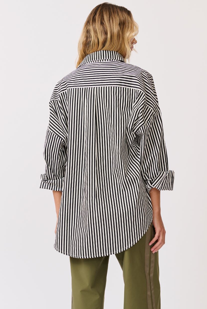 CARTEL &amp; WILLOW Tammy Shirt - Black/White Stripe Shirt - Zabecca Living