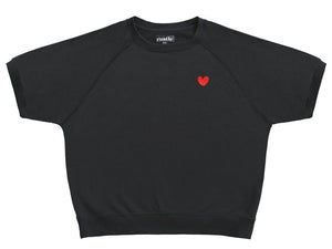 CASTLE AND THINGS French Navy Heart Short Sleeve Sweater Jumpers + Knitwear - Zabecca Living