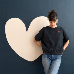 CASTLE AND THINGS French Navy Heart Short Sleeve Sweater Jumpers + Knitwear - Zabecca Living