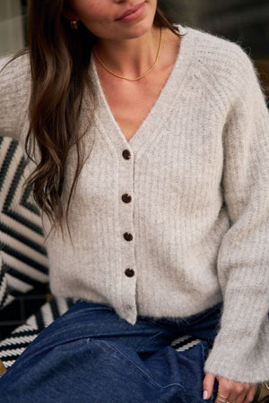 CERES LIFE Birdie Lofty Cardi - Silver Marle Jumpers + Knitwear - Zabecca Living