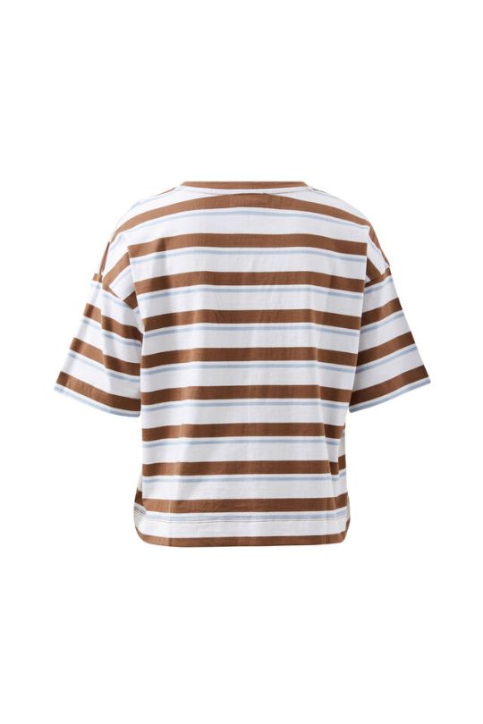 CERES LIFE Boa Boxy Pocket Tee - White / Milk Choc Chalk Stripe Tee - Zabecca Living