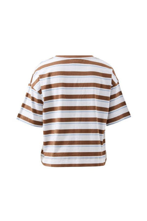 CERES LIFE Boa Boxy Pocket Tee - White / Milk Choc Chalk Stripe Tee - Zabecca Living