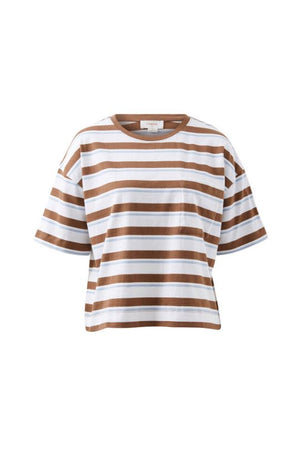 CERES LIFE Boa Boxy Pocket Tee - White / Milk Choc Chalk Stripe Tee - Zabecca Living