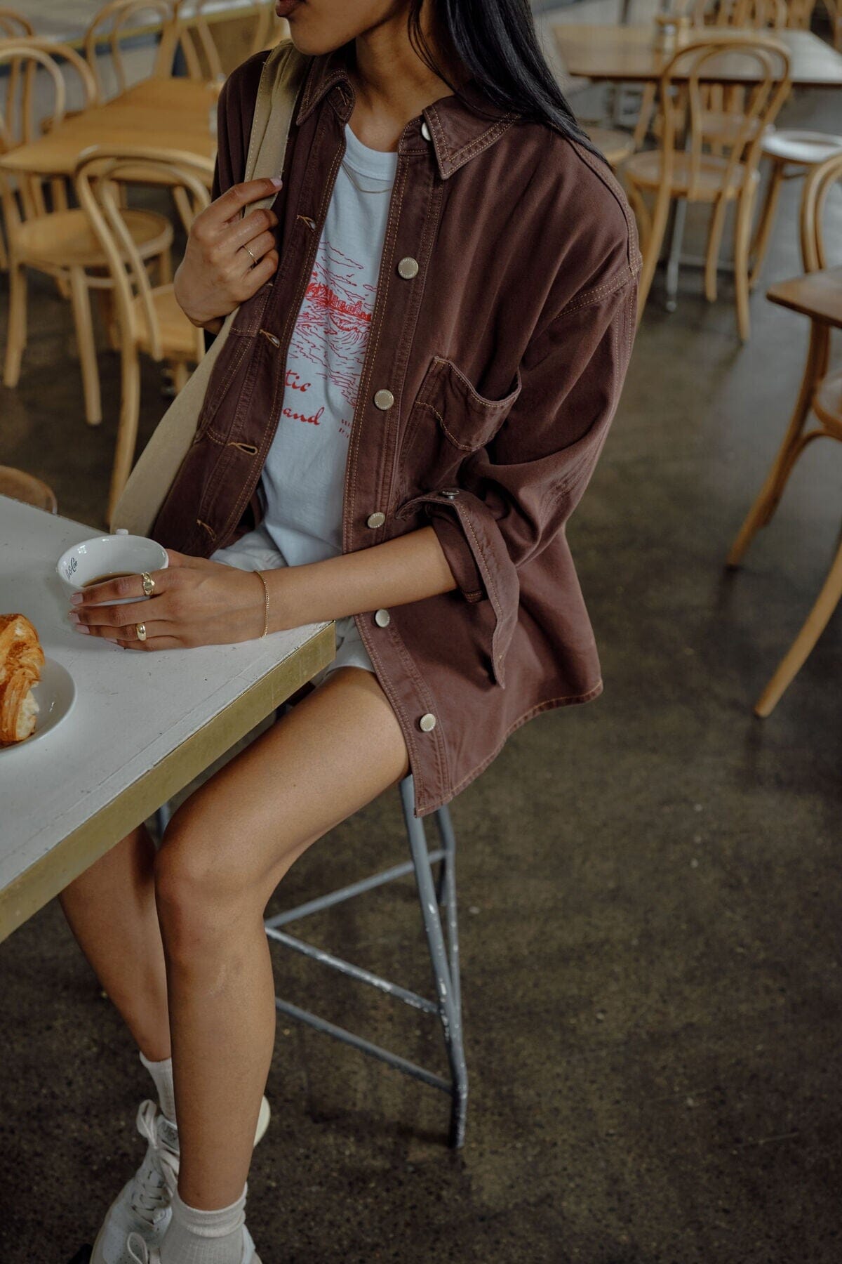 CERES LIFE Bobbi Side Pocket Denim Shacket - Chocolate Jacket - Zabecca Living
