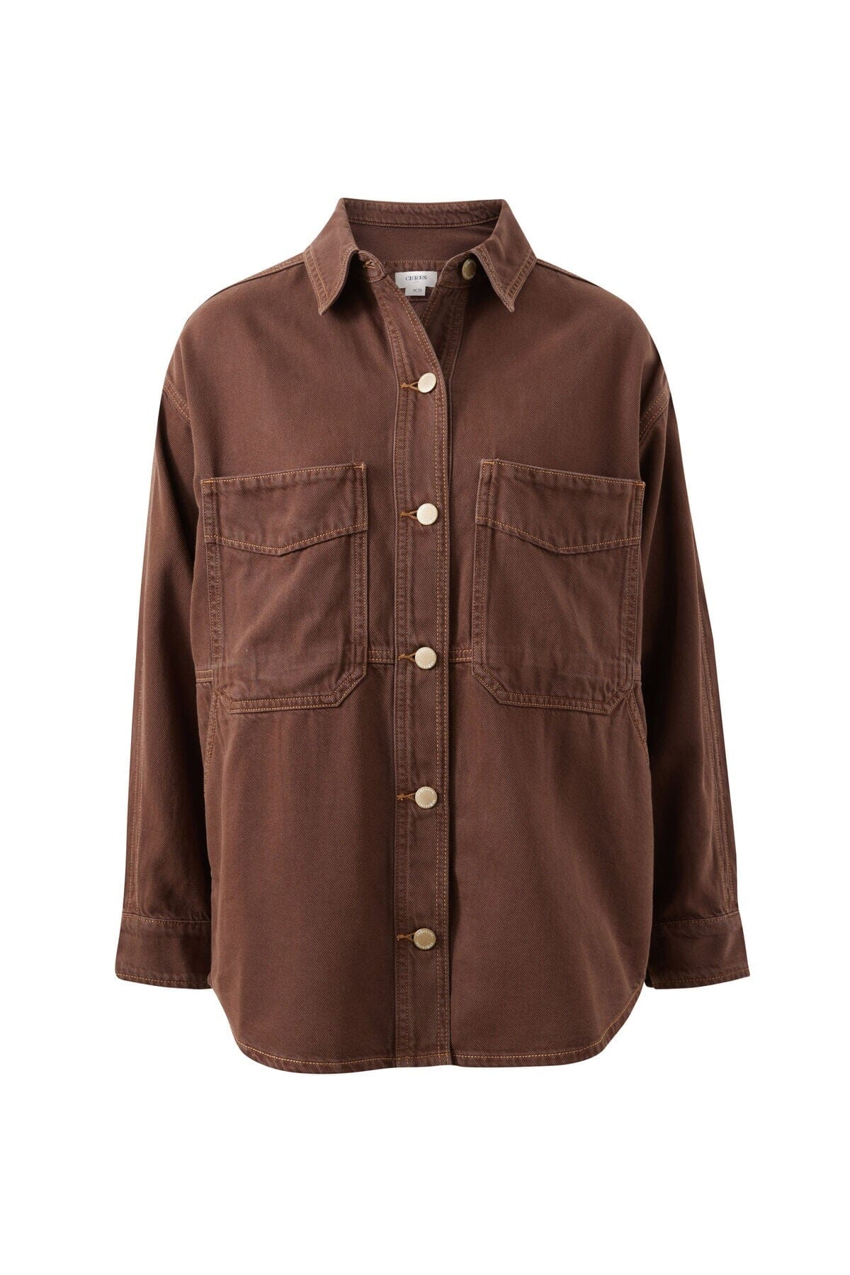 CERES LIFE Bobbi Side Pocket Denim Shacket - Chocolate Jacket - Zabecca Living