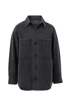 CERES LIFE Bobbi Side Pocket Denim Shacket - Washed Black Jacket - Zabecca Living