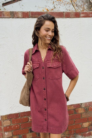 CERES LIFE Bonnie Relaxed Shirt Dress - Mulberry Dress - Zabecca Living