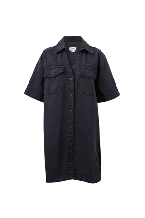 CERES LIFE Bonnie Relaxed Shirt Dress - Washed Black Dress - Zabecca Living