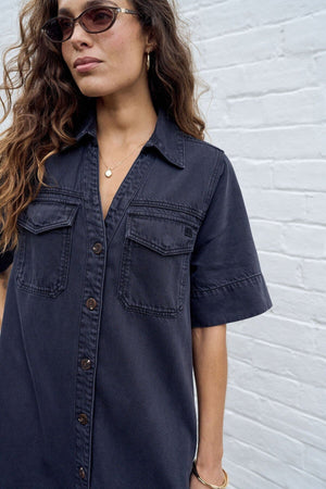 CERES LIFE Bonnie Relaxed Shirt Dress - Washed Black Dress - Zabecca Living