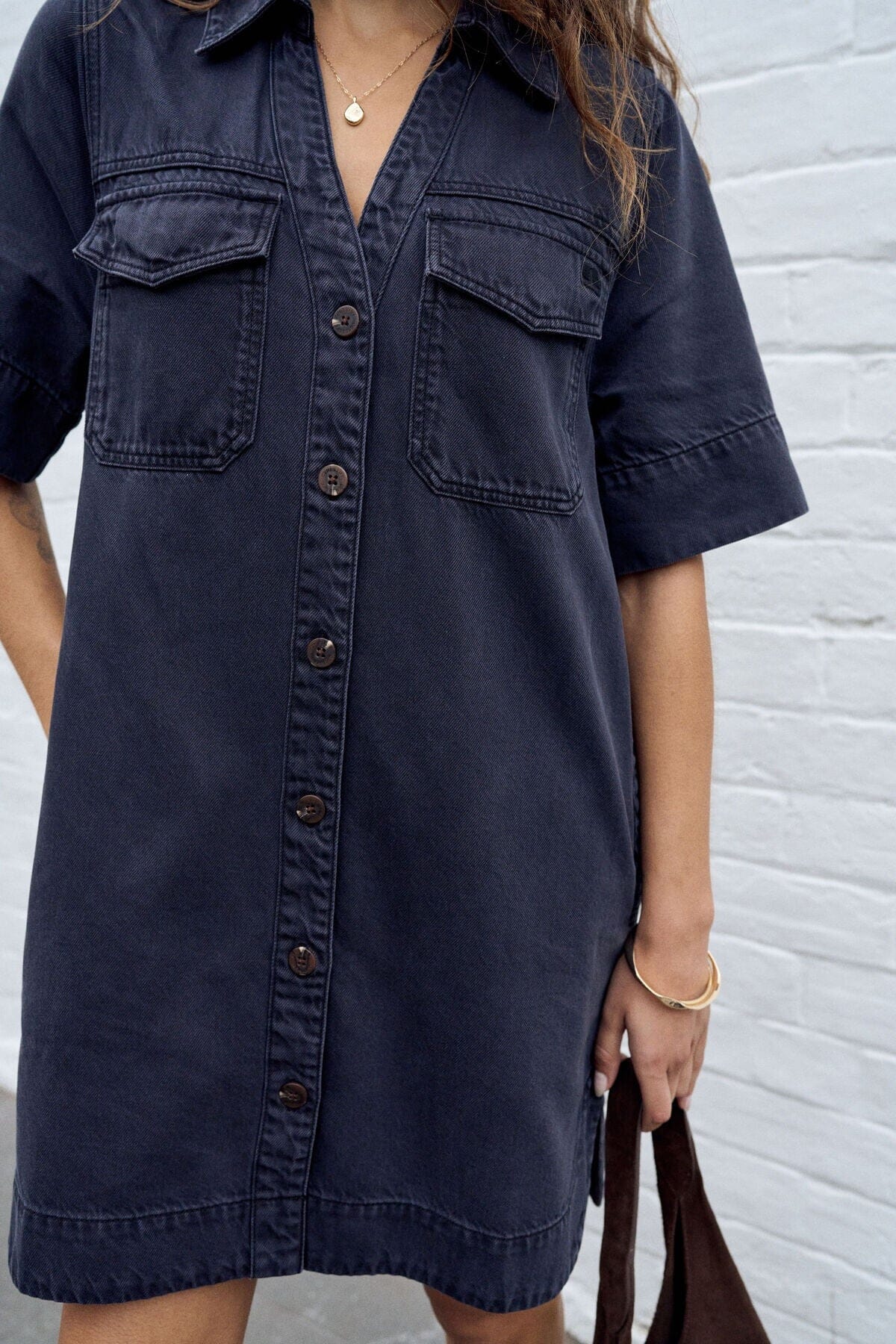 CERES LIFE Bonnie Relaxed Shirt Dress - Washed Black Dress - Zabecca Living