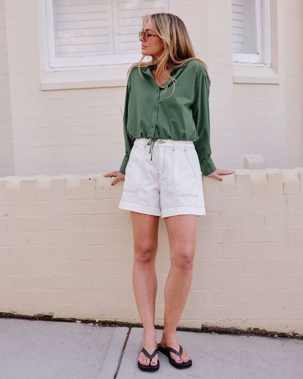 CERES LIFE Clover Tie Shirt - Basil Shirts & Blouses - Zabecca Living