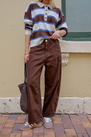 CERES LIFE Demi Barrel Jean - Bitter Choc JEANS - Zabecca Living