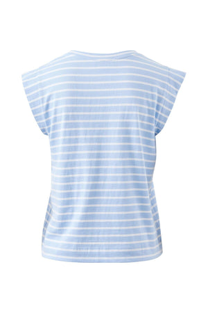 CERES LIFE Esme Extended Shoulder Tee - China Blue / White Stripe Tee - Zabecca Living