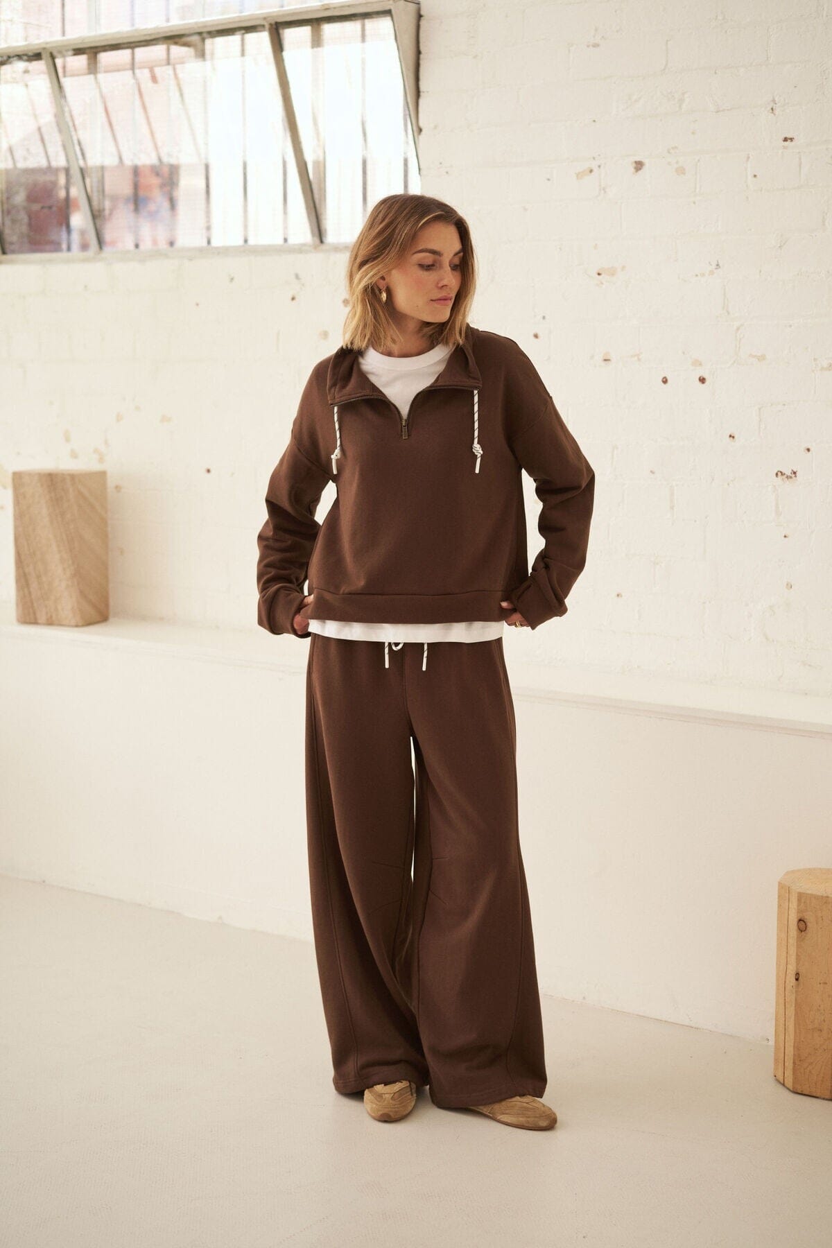 CERES LIFE Eva Sporty Half Zip - Chocolate Jacket - Zabecca Living