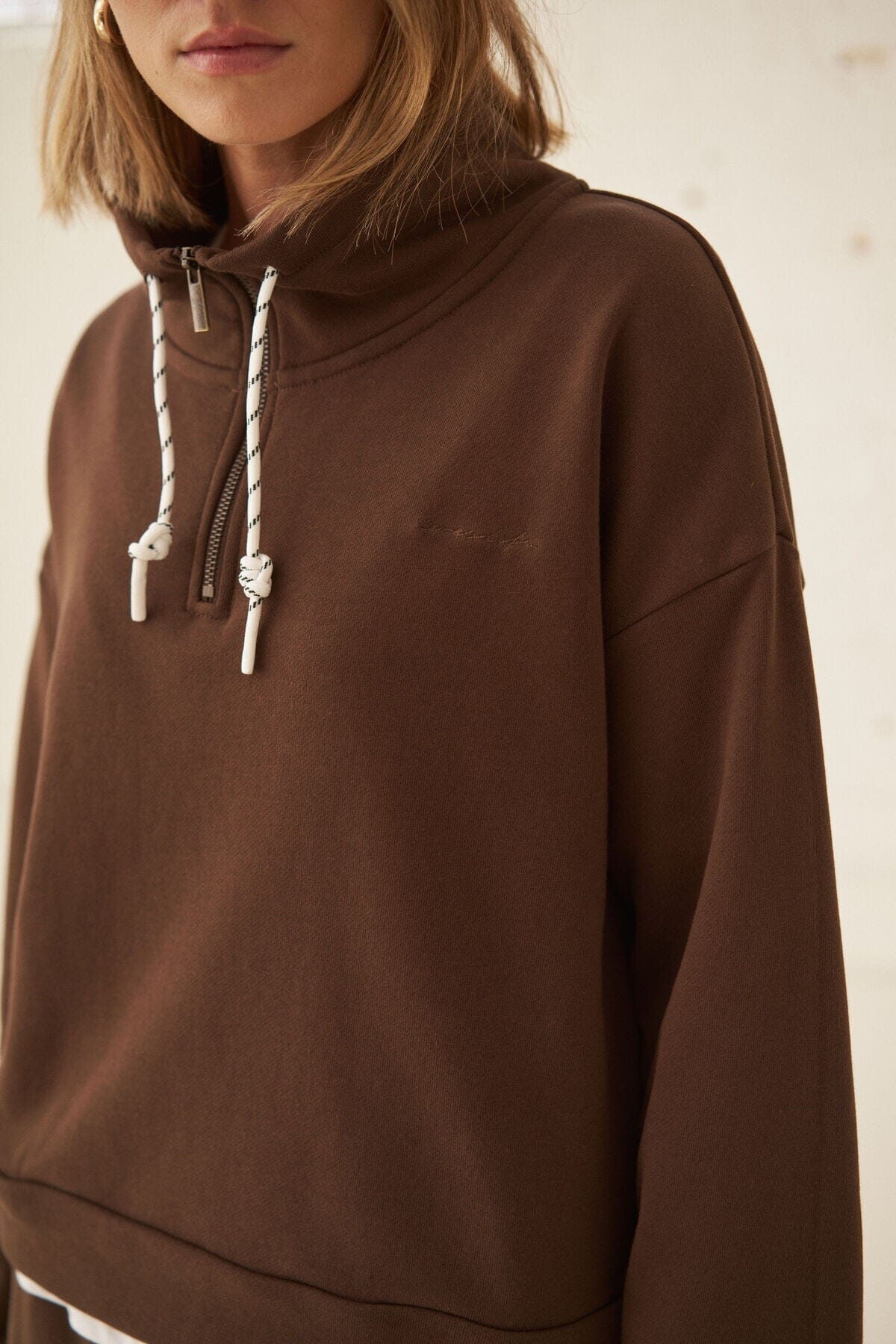 CERES LIFE Eva Sporty Half Zip - Chocolate Jacket - Zabecca Living