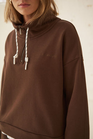 CERES LIFE Eva Sporty Half Zip - Chocolate Jacket - Zabecca Living