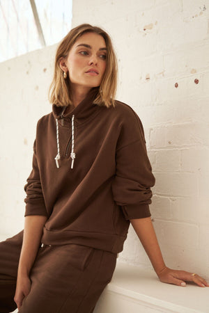 CERES LIFE Eva Sporty Half Zip - Chocolate Jacket - Zabecca Living