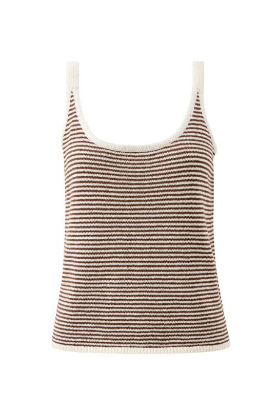 CERES LIFE Fia Stripe Knit Tank - Chocolate / Ecru Stripe Tank - Zabecca Living