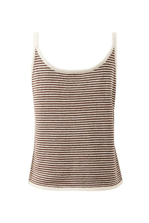 CERES LIFE Fia Stripe Knit Tank - Chocolate / Ecru Stripe Tank - Zabecca Living