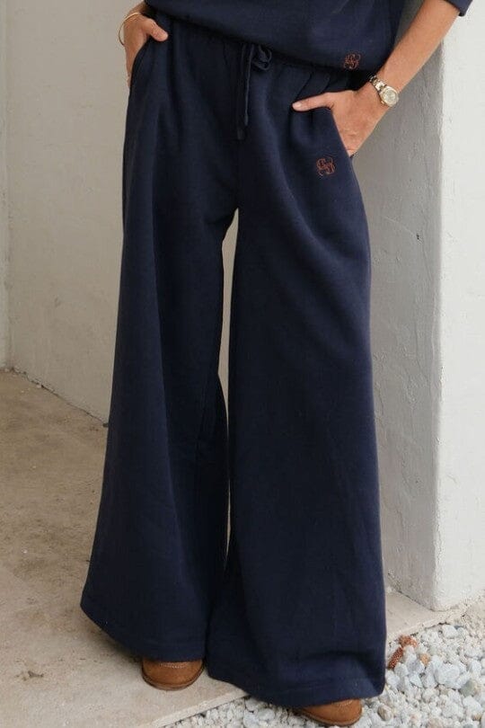 CERES LIFE Ivy Wide Leg Trackpant - Heritage Navy PANTS - Zabecca Living
