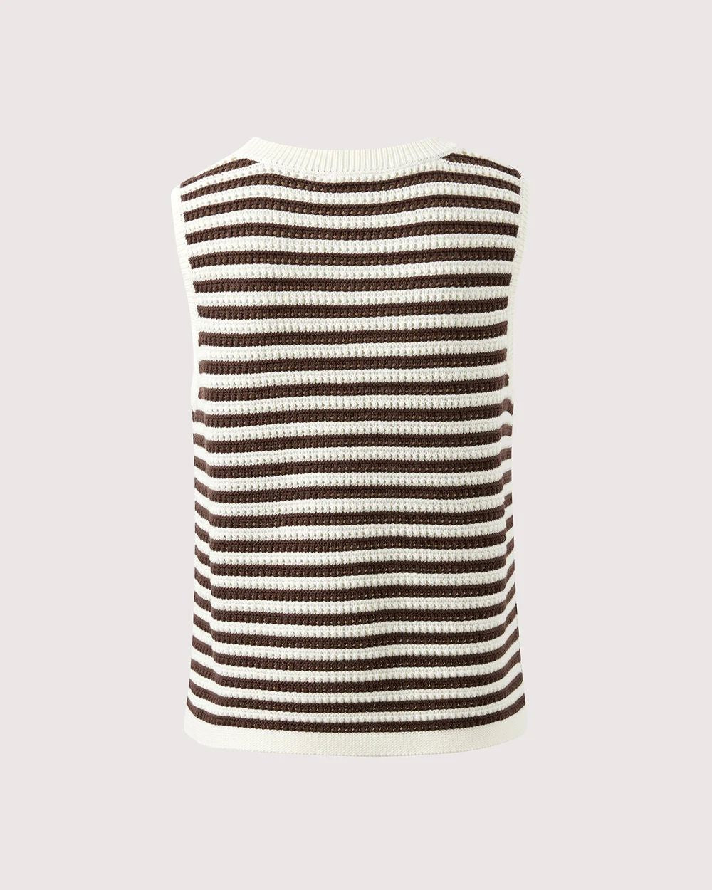 CERES LIFE Maddy Mesh Knit Tank - Brunette Stripe Tank - Zabecca Living