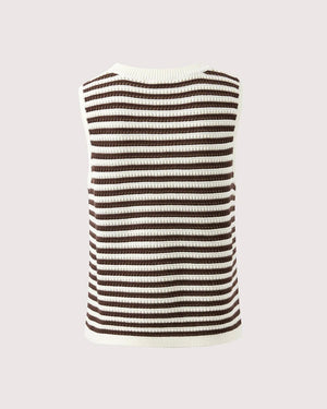 CERES LIFE Maddy Mesh Knit Tank - Brunette Stripe Tank - Zabecca Living