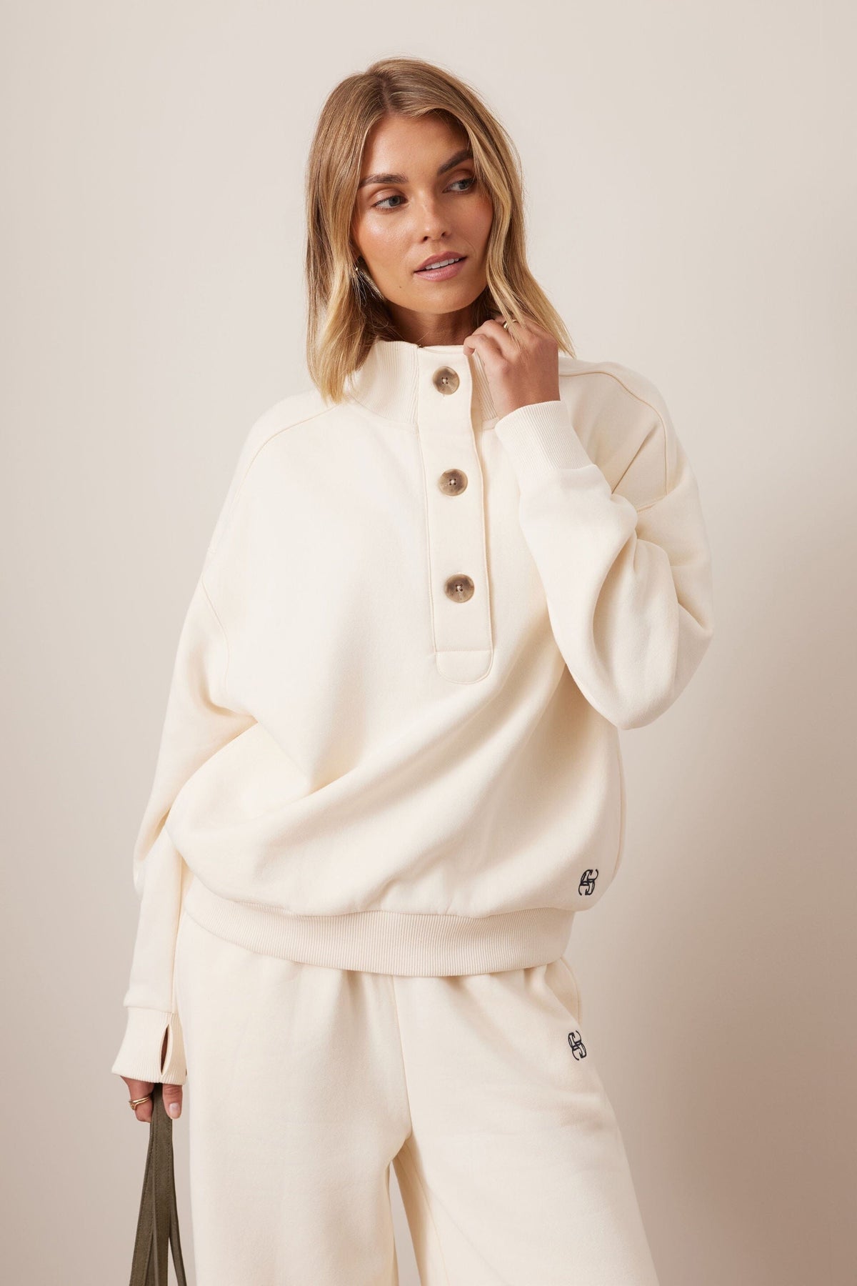 CERES LIFE Marli Button Sweat - Marshmallow Jumpers + Knitwear - Zabecca Living