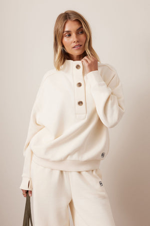 CERES LIFE Marli Button Sweat - Marshmallow Jumpers + Knitwear - Zabecca Living