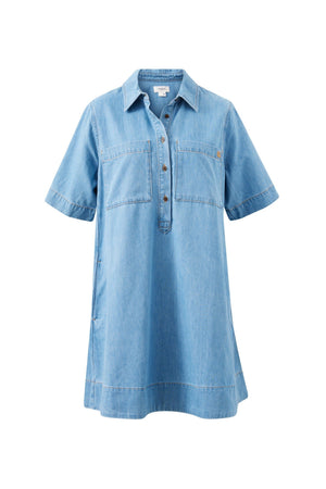 CERES LIFE Milly Short Sleeve Mini Dress - Vintage Blue Dress - Zabecca Living