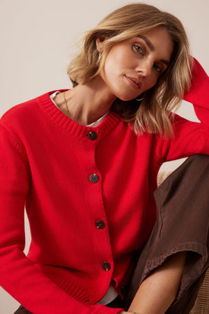 CERES LIFE Nelly Long Sleeve Knit Cardi - Fiery Red Jumpers + Knitwear - Zabecca Living
