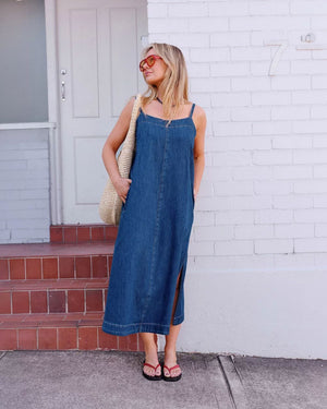 CERES LIFE Remy Strappy Midi Dress - True Indigo Dress - Zabecca Living