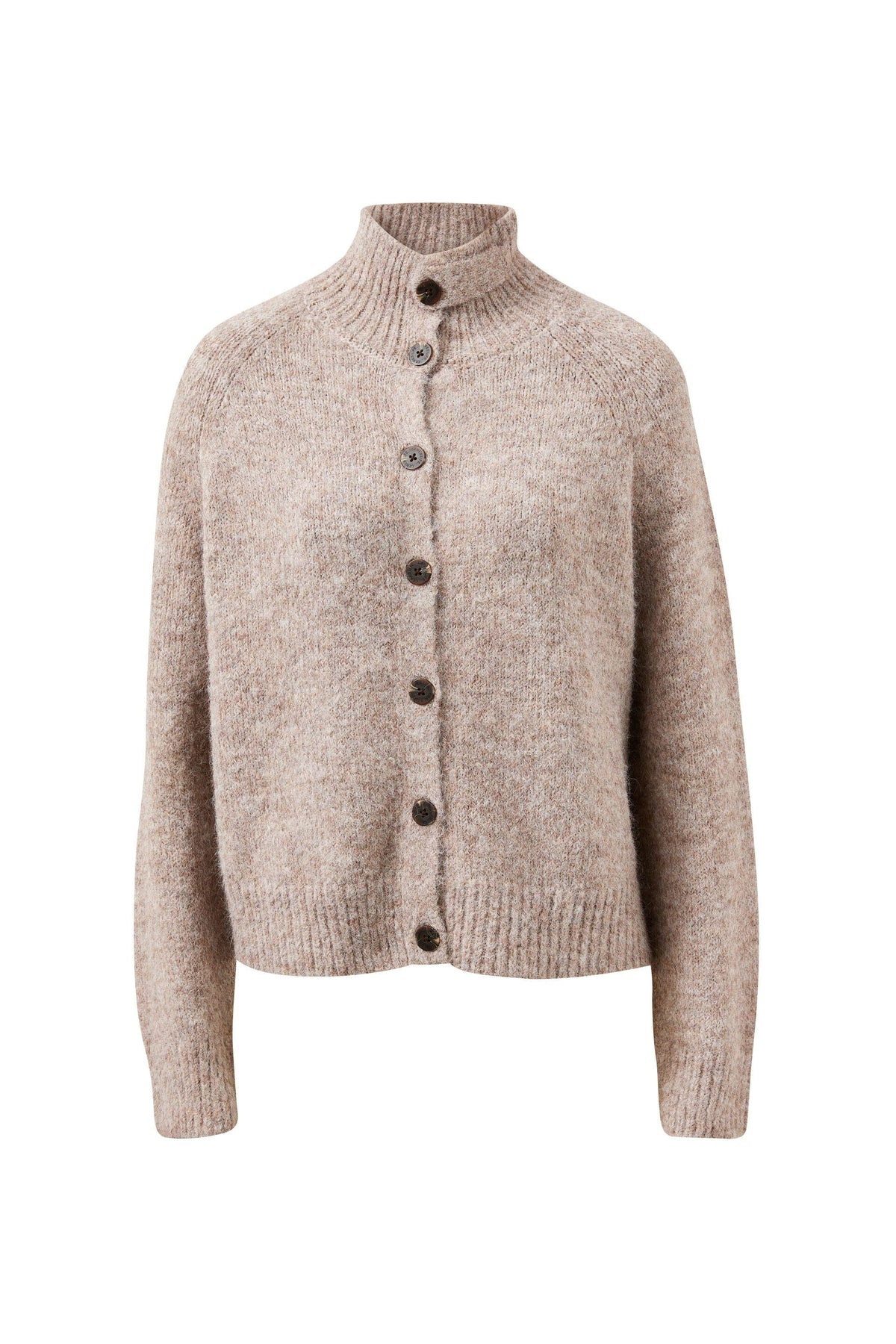 CERES LIFE Riley Funnel Neck Tab Cardi - Oat Marle Jumpers + Knitwear - Zabecca Living