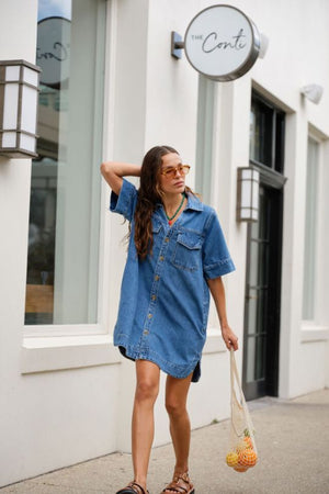 CERES LIFE Sammy Relaxed Shirt Dress - Fresh Indigo Dress - Zabecca Living