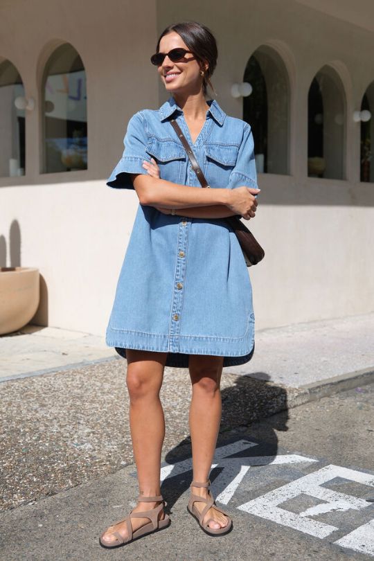 CERES LIFE Sammy Relaxed Shirt Dress - Mid Vintage Blue Dress - Zabecca Living