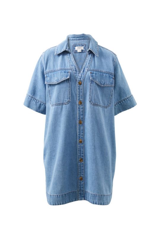 CERES LIFE Sammy Relaxed Shirt Dress - Mid Vintage Blue Dress - Zabecca Living